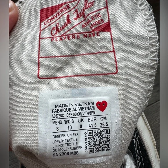 Converse x PLAY Comme des Garçons Chuck 70/ Worn 2 times only - Picture 8 of 8